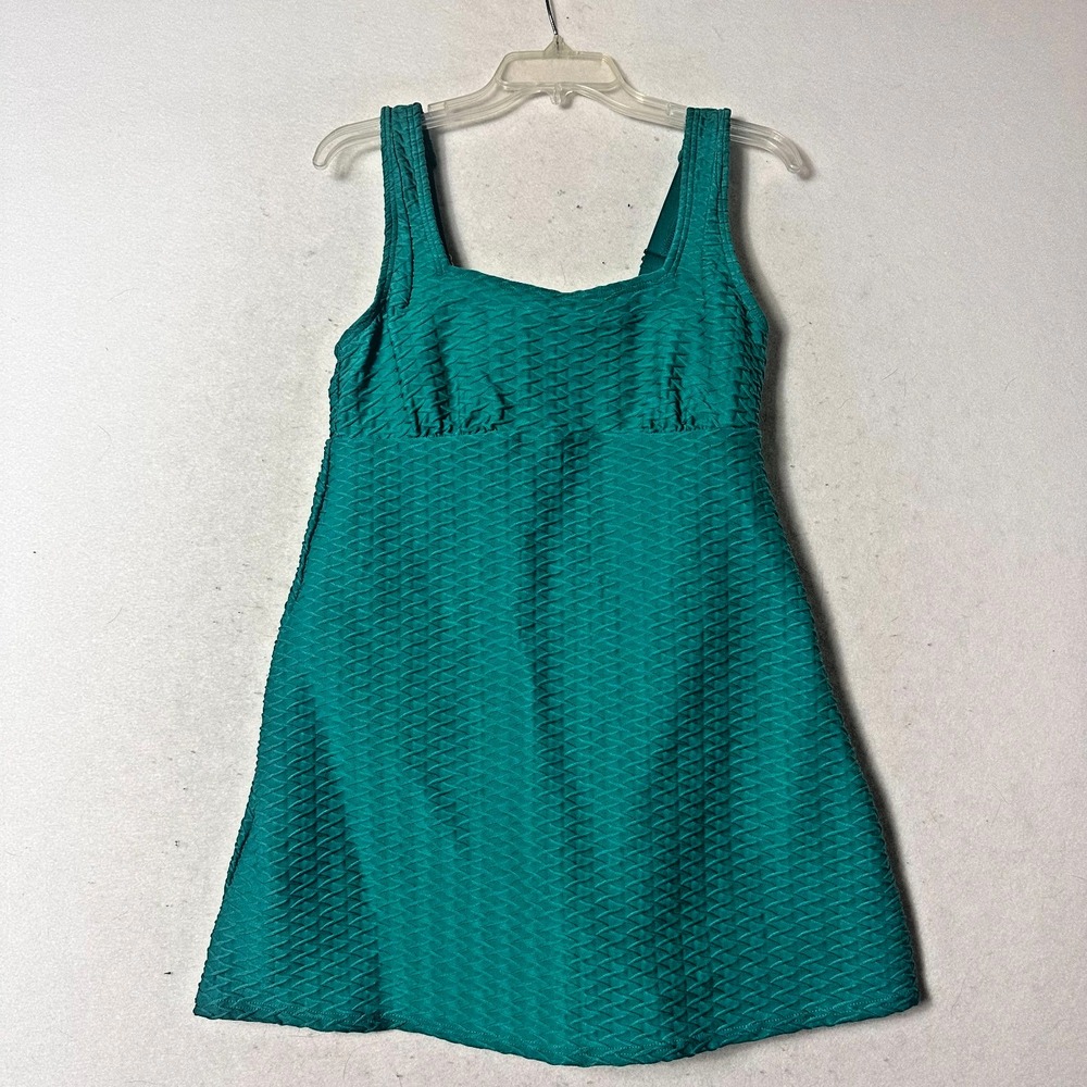 Lands' End one‎ piece Swimsuit  Womens 10-12  HighClo Creora green bathing NEW